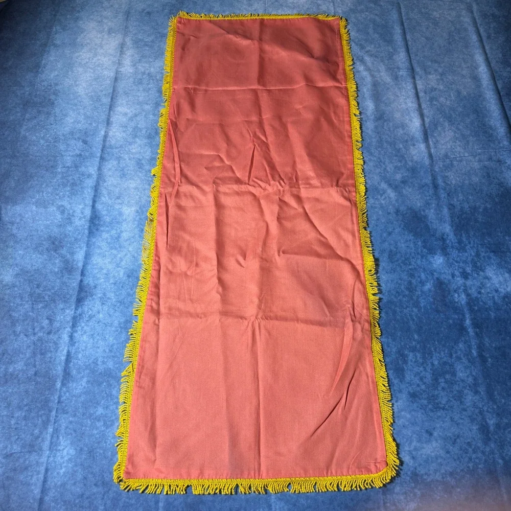 Vintage Japanese Velvet Wall Hanging Mount Fuji Pagoda Landscape Fringe 45x18